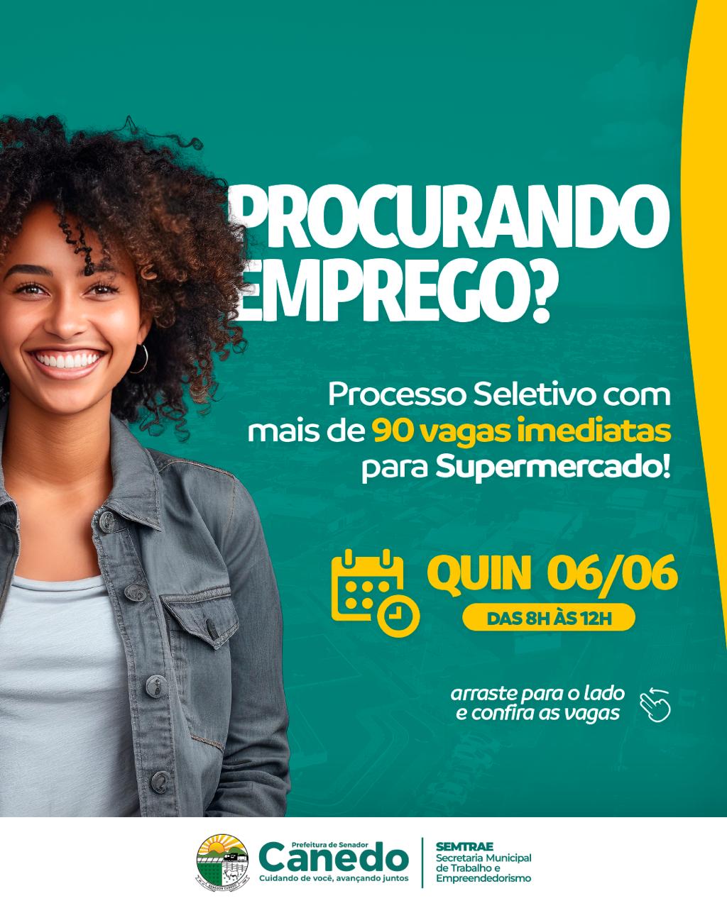 Prefeitura de Senador Canedo anuncia processo seletivo com 90 vagas