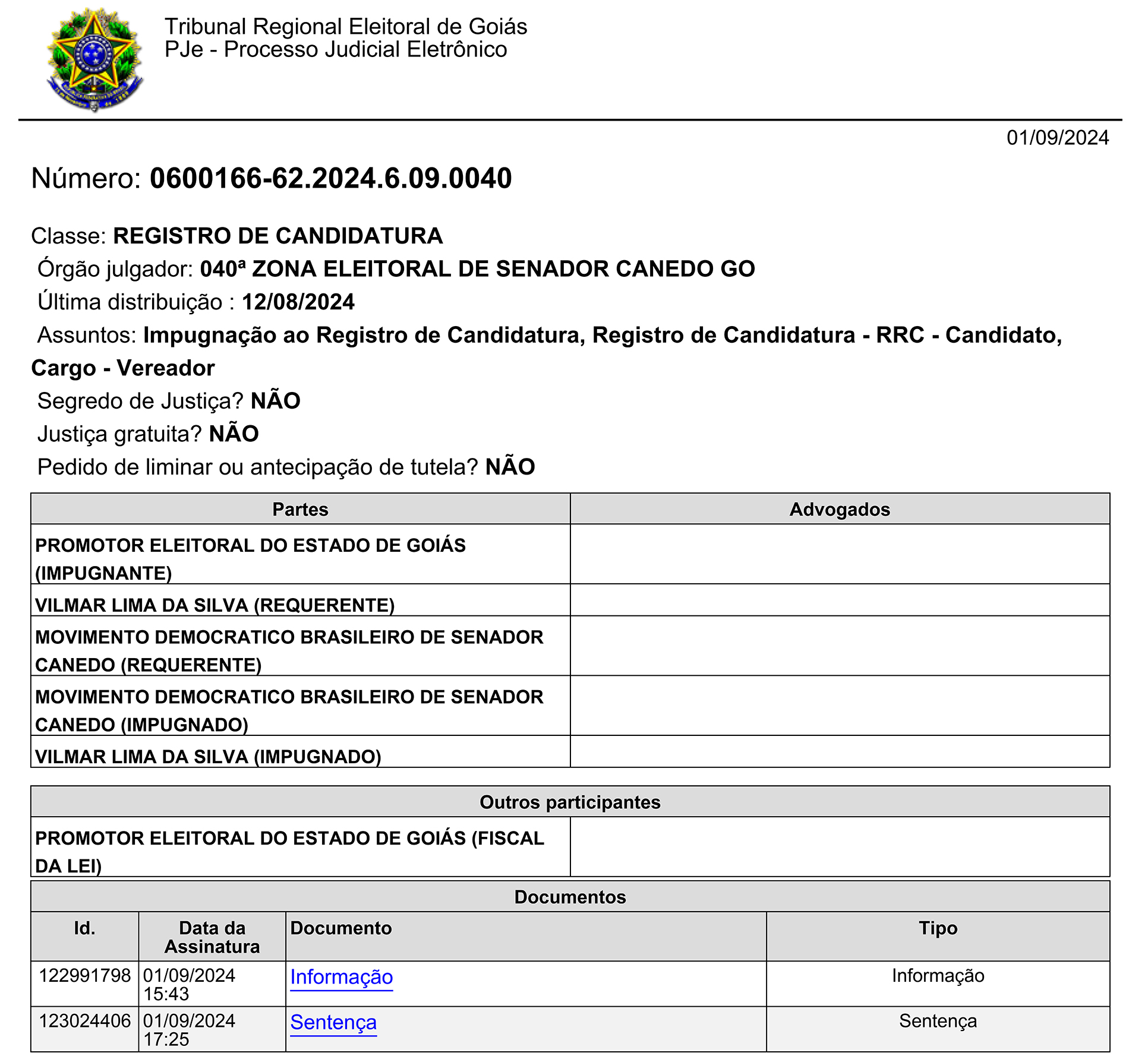 Justiça garante o registro de candidatura de Vilmar Lima e acaba com fakenews em Senador Canedo