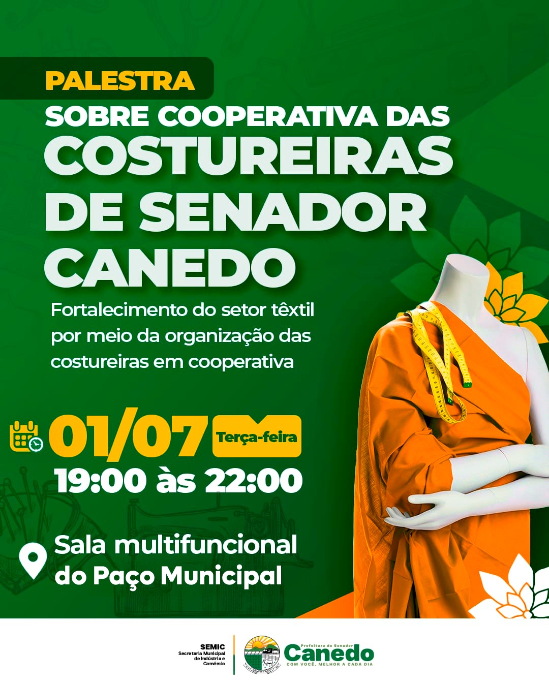 Senador Canedo promove palestra para fortalecer costureiras locais