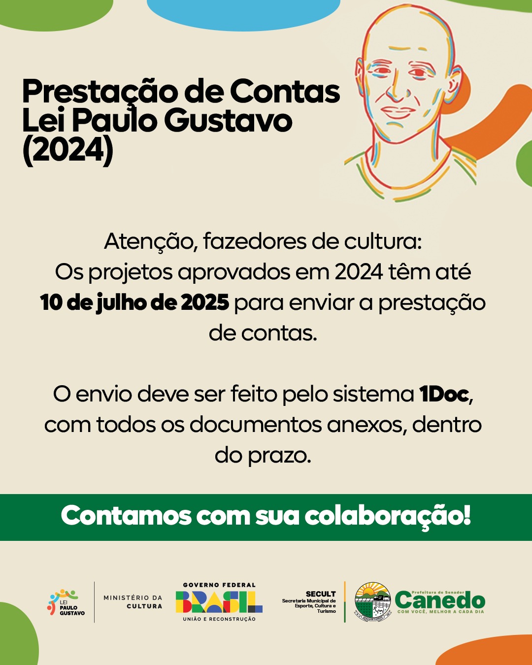 Senador Canedo alerta para prestação de contas dos projetos da Lei Paulo Gustavo