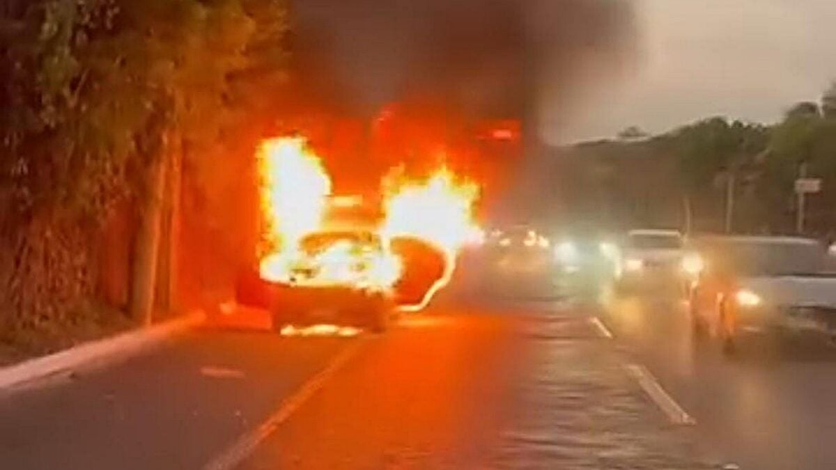 Motorista salva mulher e bebê de carro em chamas na Marginal Botafogo, em Goiânia