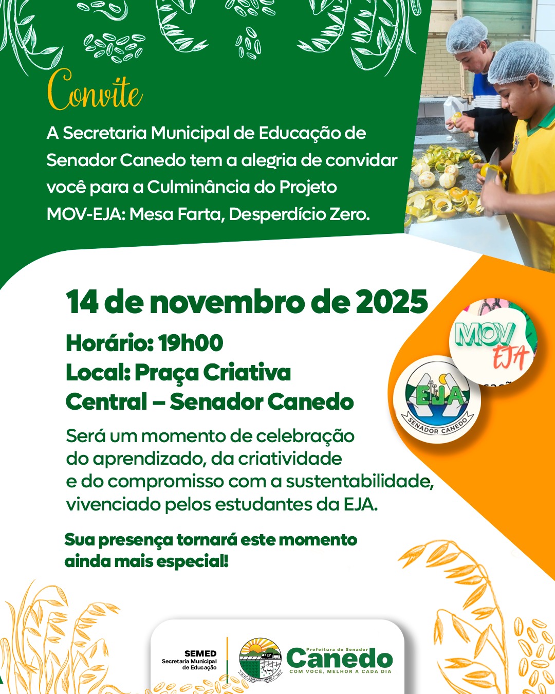 Culinária Sustentável movimenta a EJA em Senador Canedo