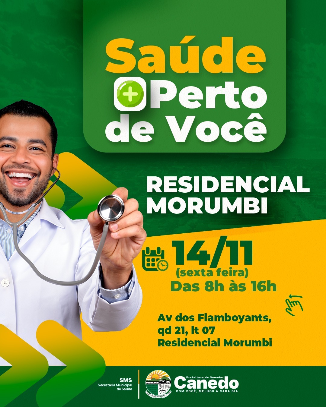 Saúde Mais Perto de Você leva atendimentos ao Residencial Morumbi nesta sexta-feira