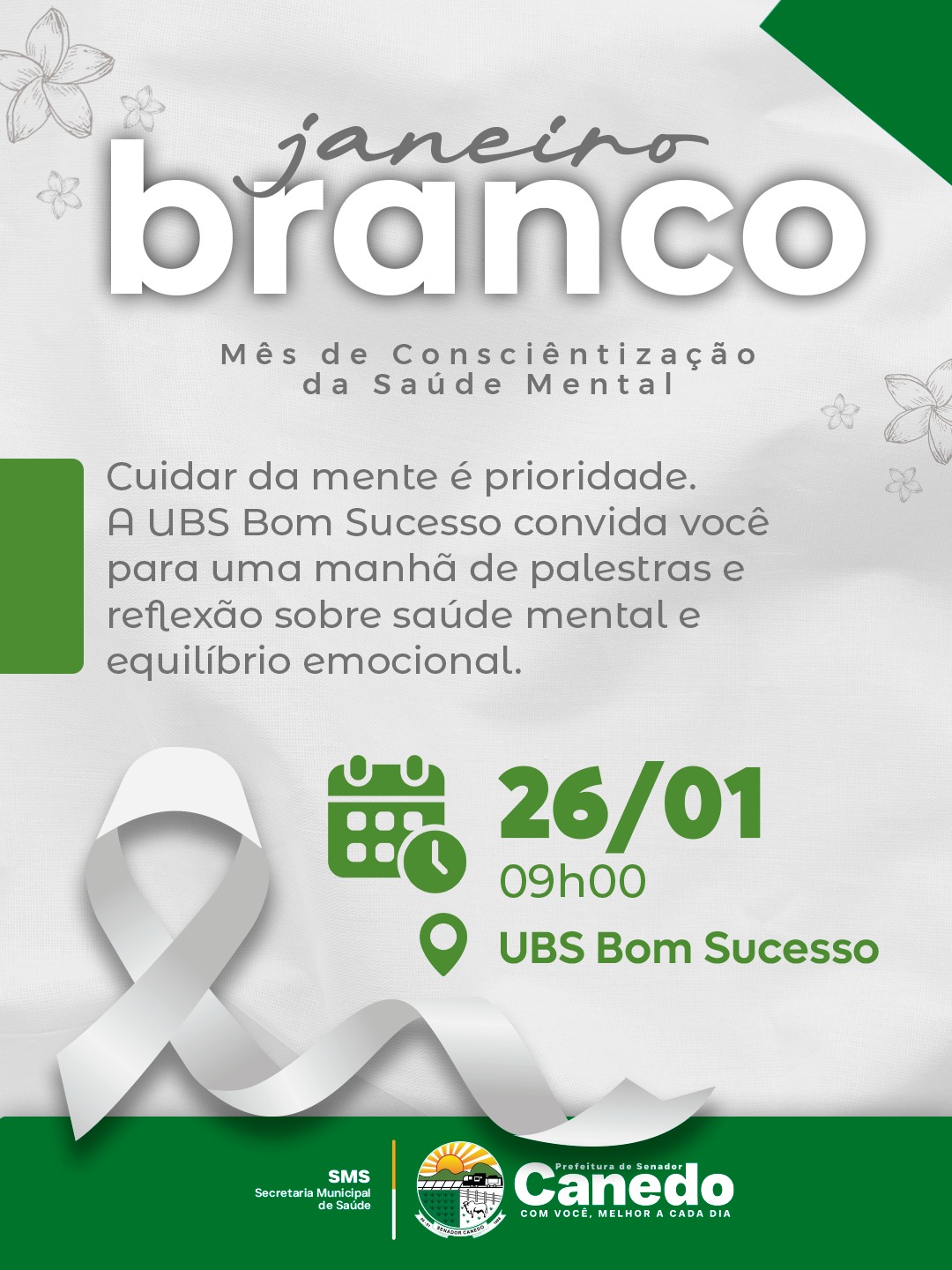 UBS Bom Sucesso promove ação do Janeiro Branco na segunda-feira (26)