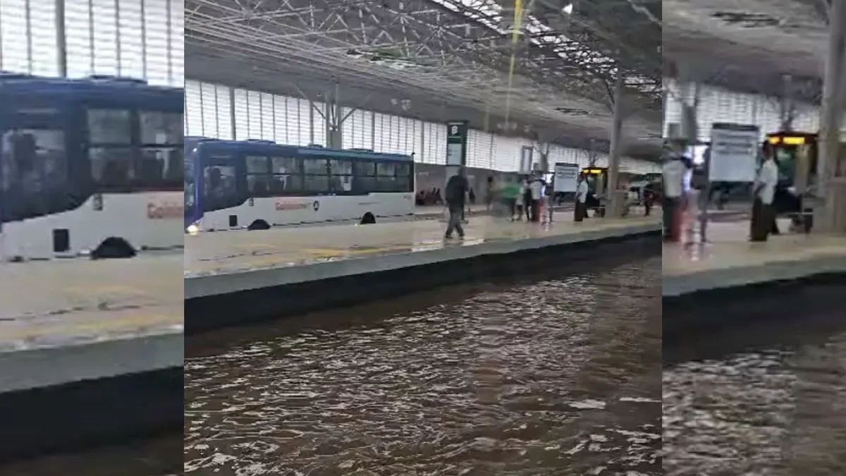 Após alagamento, prefeitura inicia nova obra no Terminal Praça da Bíblia e evita falar em prazo para conclusão