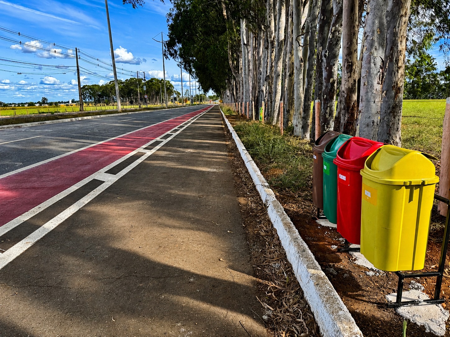 Avenida Pedro Miranda recebe lixeiras ao longo da pista de caminhada