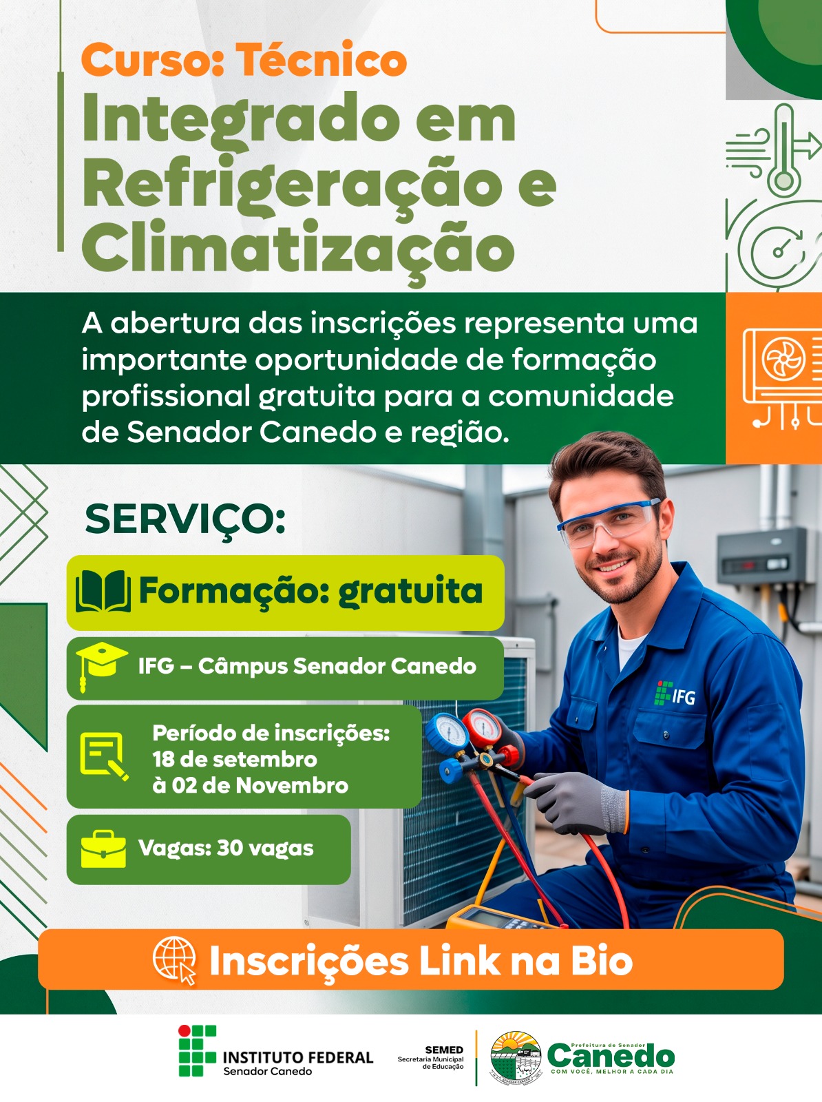 Senador Canedo tem 30 vagas para curso técnico gratuito oferecido pelo IFG